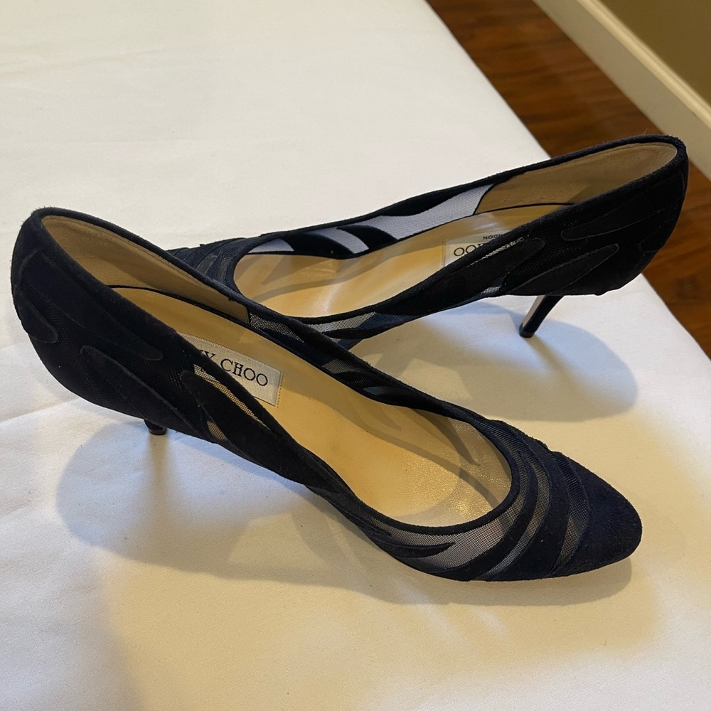 Jimmy Choo Kerwich Navy Suede Mesh Pumps Heels EU 41 NWOT (US ~ 11)